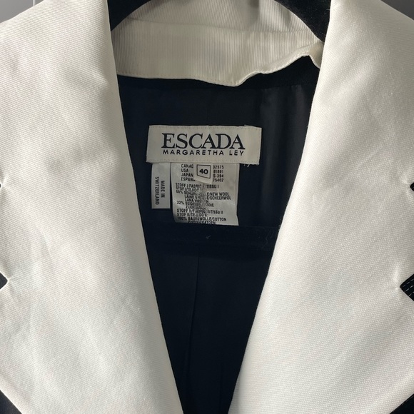 Vintage Escada Margaretha Ley Black and White ' Piano ' Dress Removable Collar - Picture 6 of 9